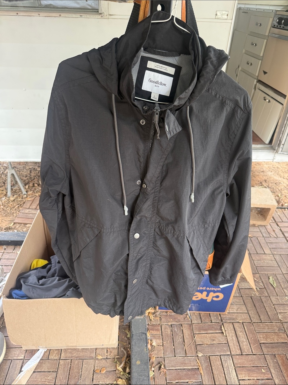 Goodfellow & Co Men's Charcoal Hooded Windbreaker Jacket